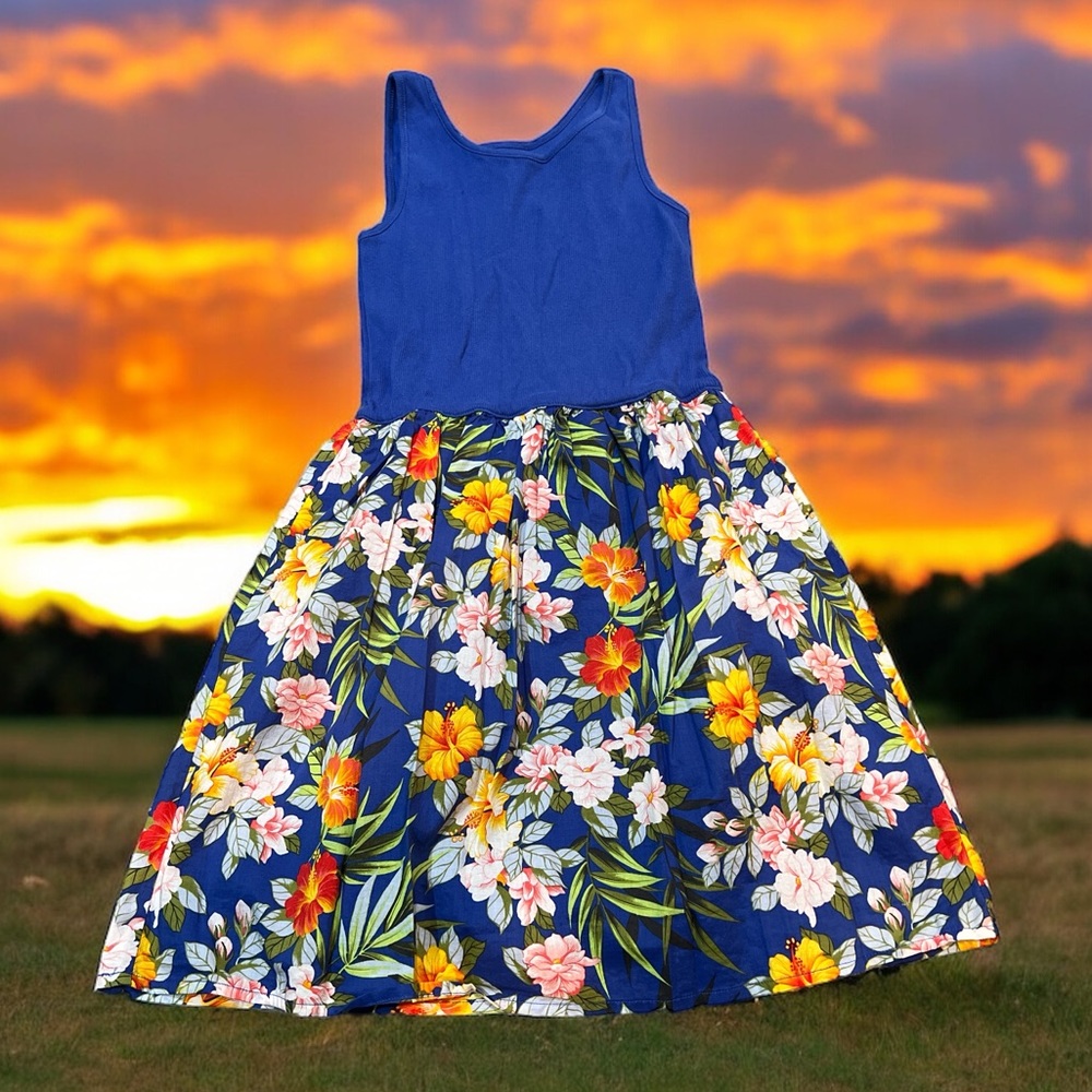 Girls Mixed Fabric Dress Large (10)